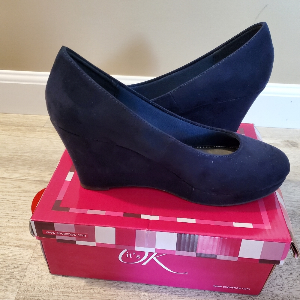 It's OK Navy Blue Wedge Heels size 7
